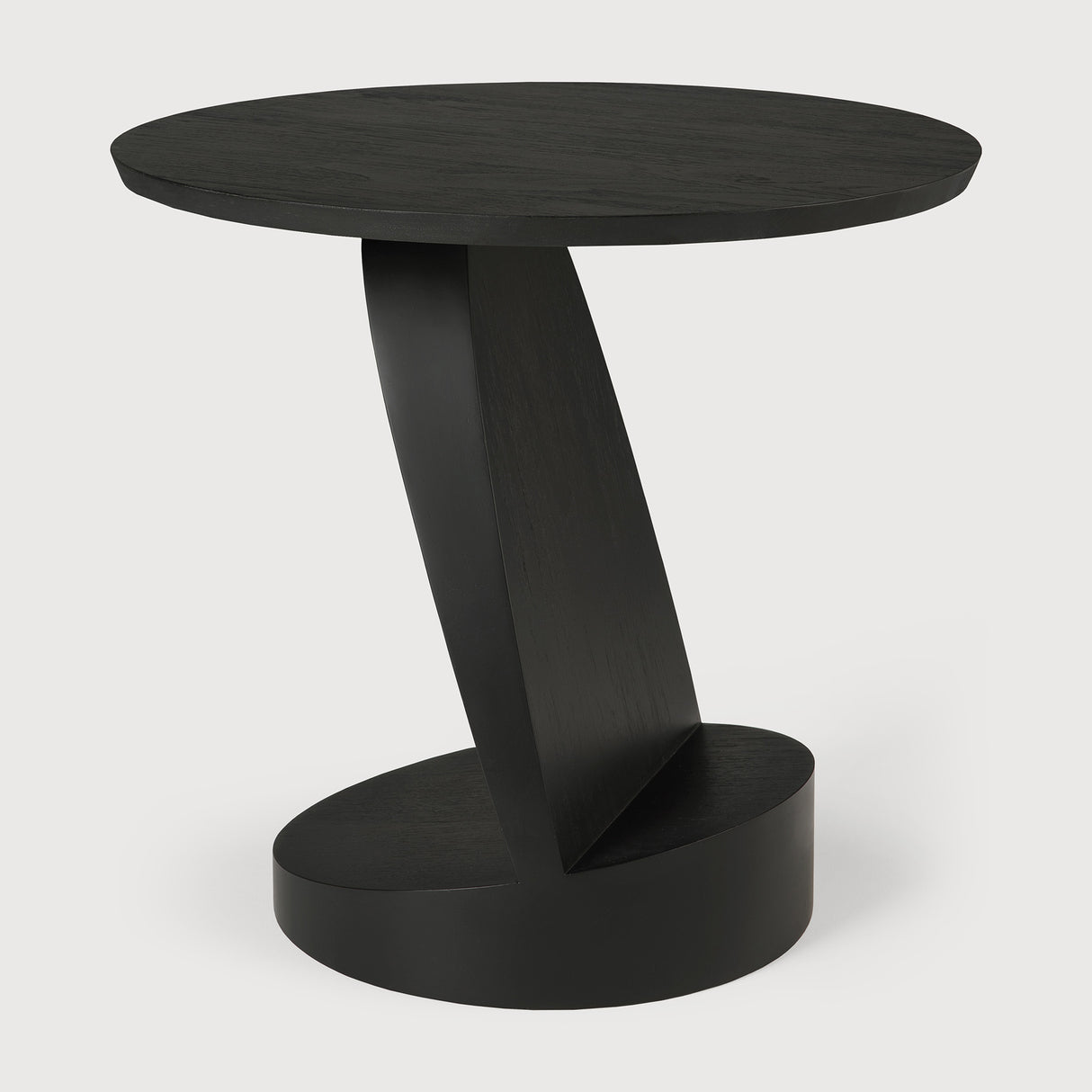 Oblic Beistelltisch - lackiertes Teak - schwarz - rund - 52 x 52 x 49 cm - ZEN ZONE Furniture