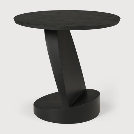 Oblic Beistelltisch - lackiertes Teak - schwarz - rund - 52 x 52 x 49 cm - ZEN ZONE Furniture