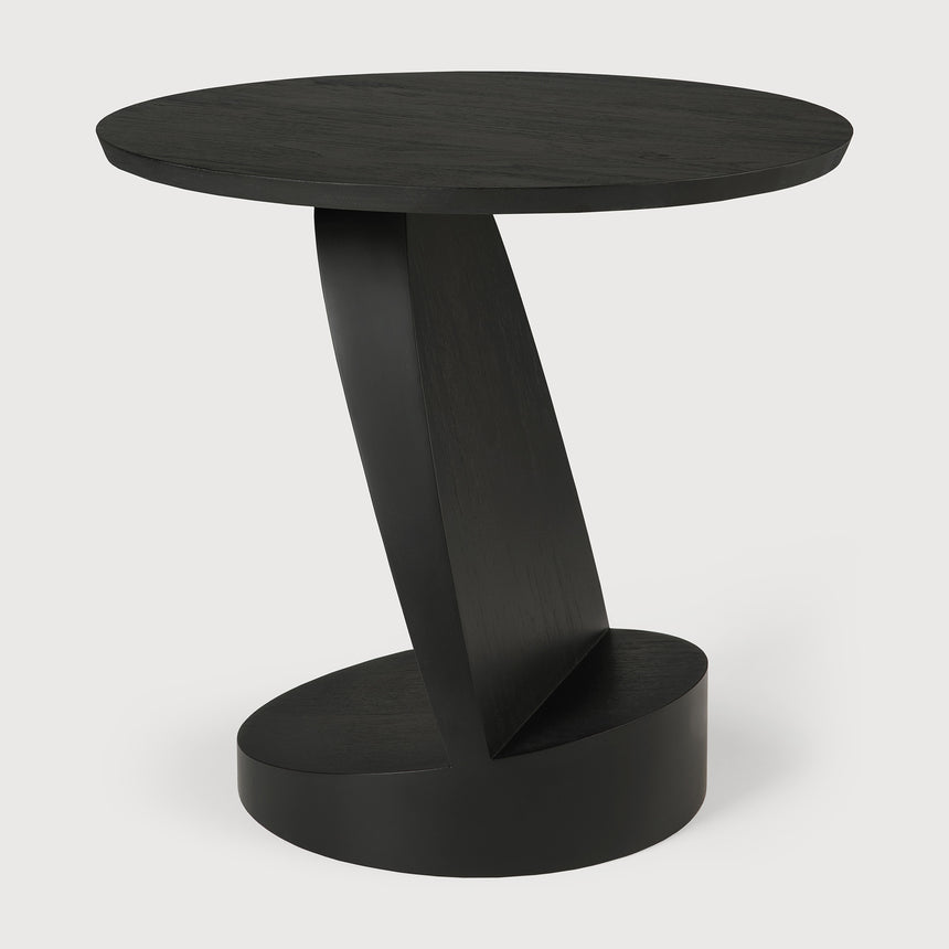 Oblic Beistelltisch - lackiertes Teak - schwarz - rund - 52 x 52 x 49 cm - ZEN ZONE Furniture