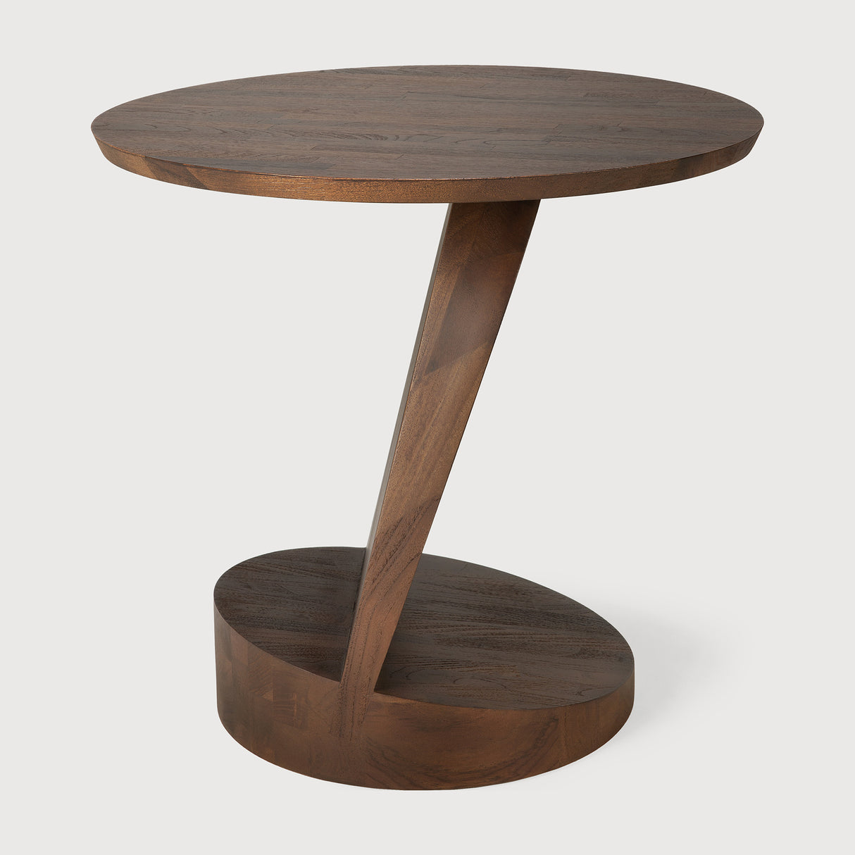Oblic Beistelltisch - lackiertes Teak - braun - rund - 52 x 52 x 49 cm - ZEN ZONE Furniture