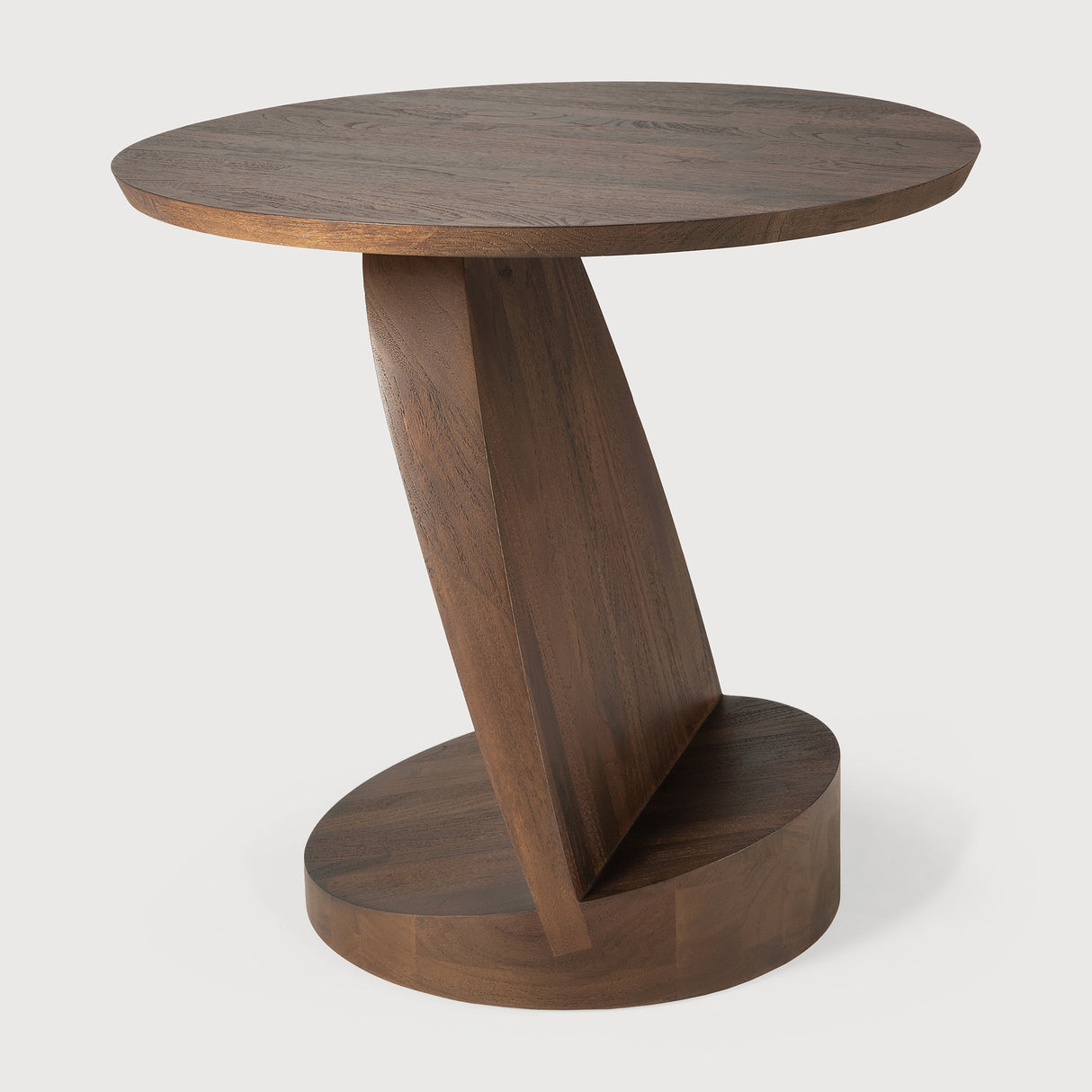 Oblic Beistelltisch - lackiertes Teak - braun - rund - 52 x 52 x 49 cm - ZEN ZONE Furniture