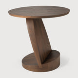 Oblic Beistelltisch - lackiertes Teak - braun - rund - 52 x 52 x 49 cm - ZEN ZONE Furniture