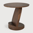 Oblic Beistelltisch - lackiertes Teak - braun - rund - 52 x 52 x 49 cm - ZEN ZONE Furniture