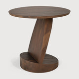 Oblic Beistelltisch - lackiertes Teak - braun - rund - 52 x 52 x 49 cm - ZEN ZONE Furniture