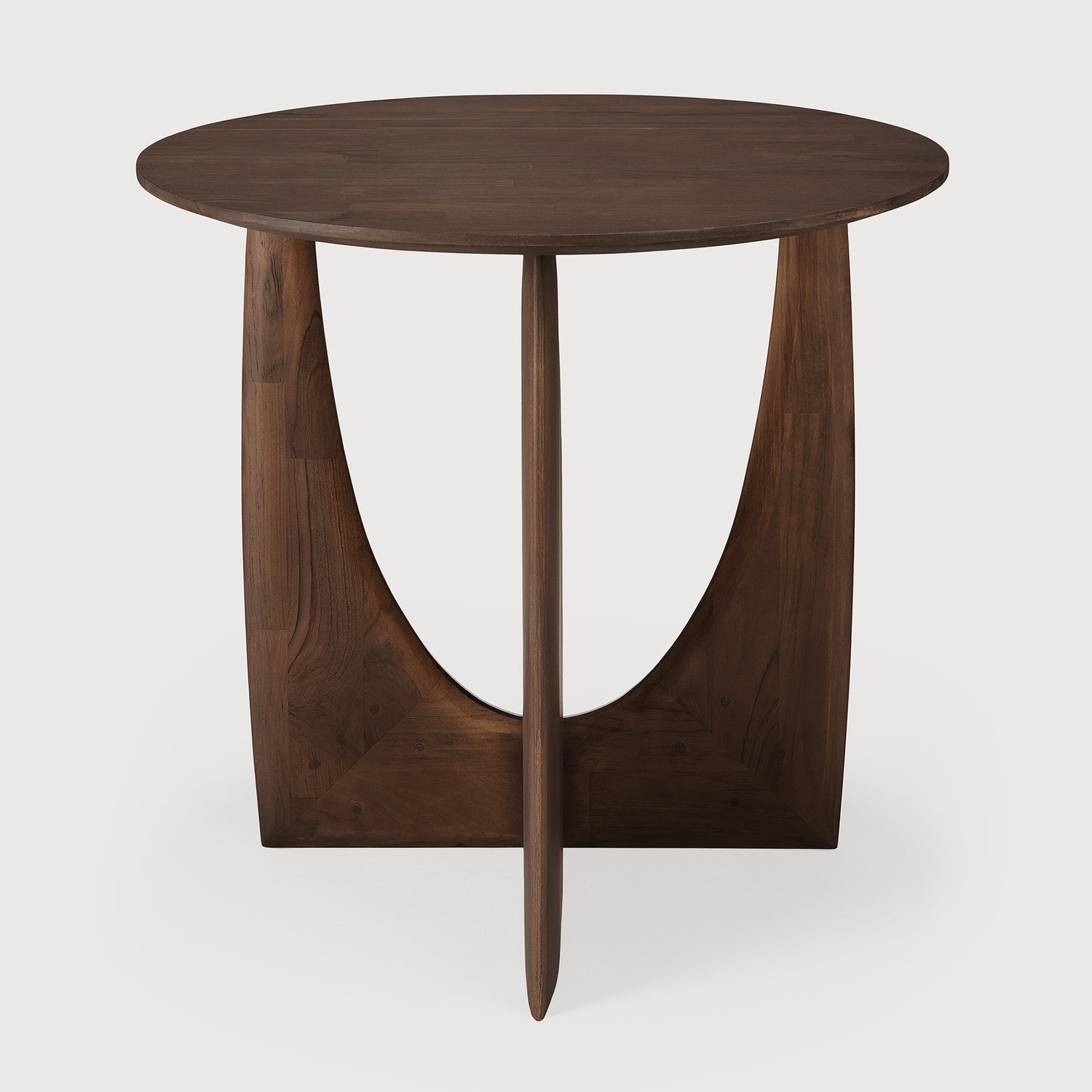 Geometric Beistelltisch - lackiertes Teak - braun - rund - 51 x 51 x 50 cm - ZEN ZONE Furniture