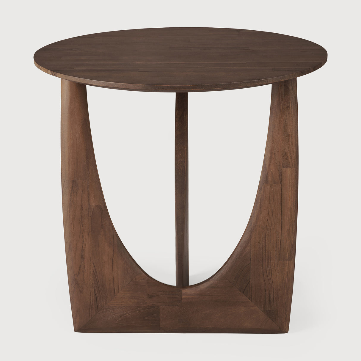 Geometric Beistelltisch - lackiertes Teak - braun - rund - 51 x 51 x 50 cm - ZEN ZONE Furniture