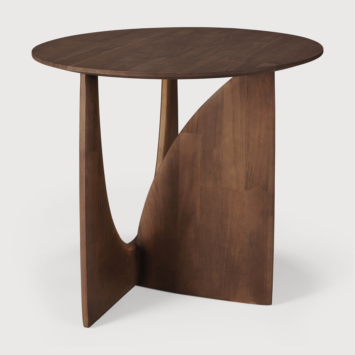 Geometric Beistelltisch - lackiertes Teak - braun - rund - 51 x 51 x 50 cm - ZEN ZONE Furniture