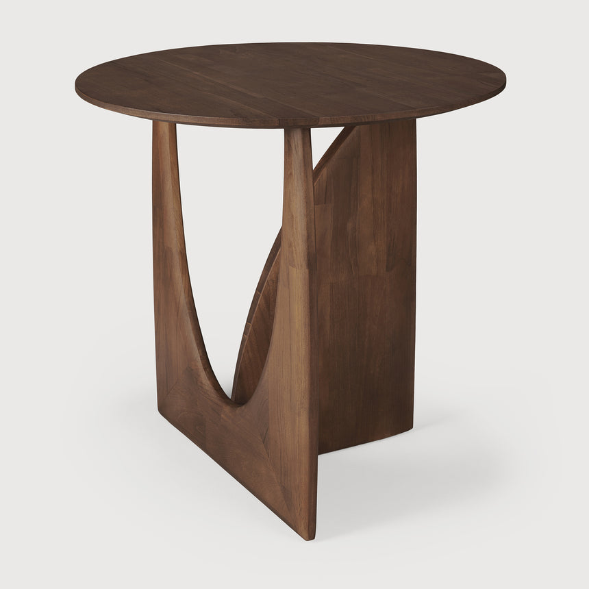Geometric Beistelltisch - lackiertes Teak - braun - rund - 51 x 51 x 50 cm - ZEN ZONE Furniture