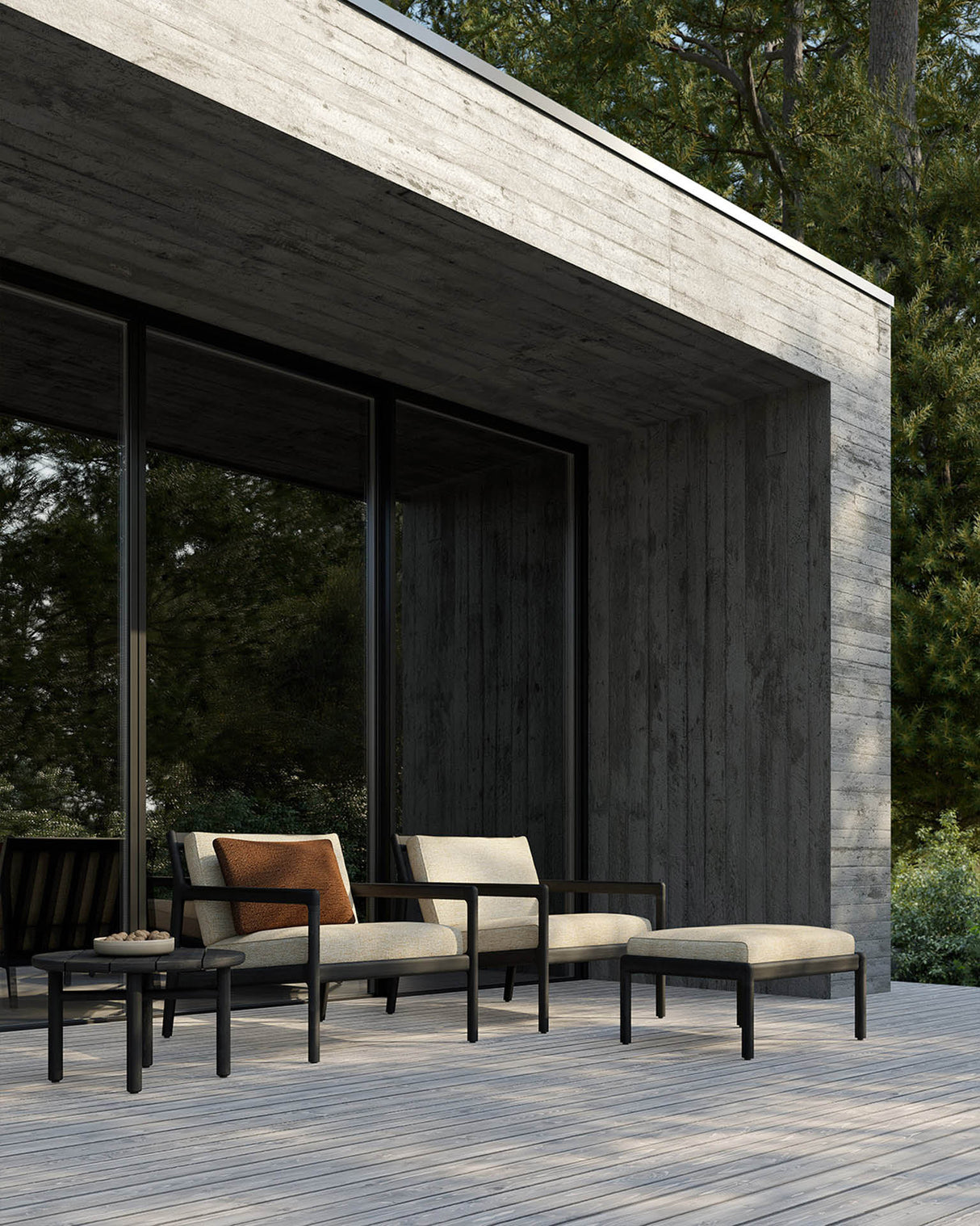Jack Gartenhocker - lackiertes Teak - schwarz - Naturstoff - 71 x 54 x 41 cm - ZEN ZONE