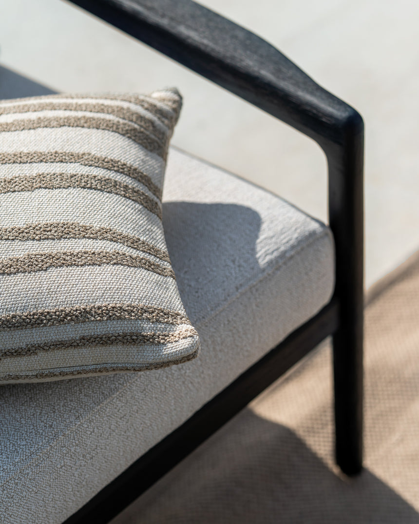 Jack Garten-Loungestuhl - lackiertes Teak - schwarz - Off White Stoff - 76 x 90 x 74 cm - ZEN ZONE