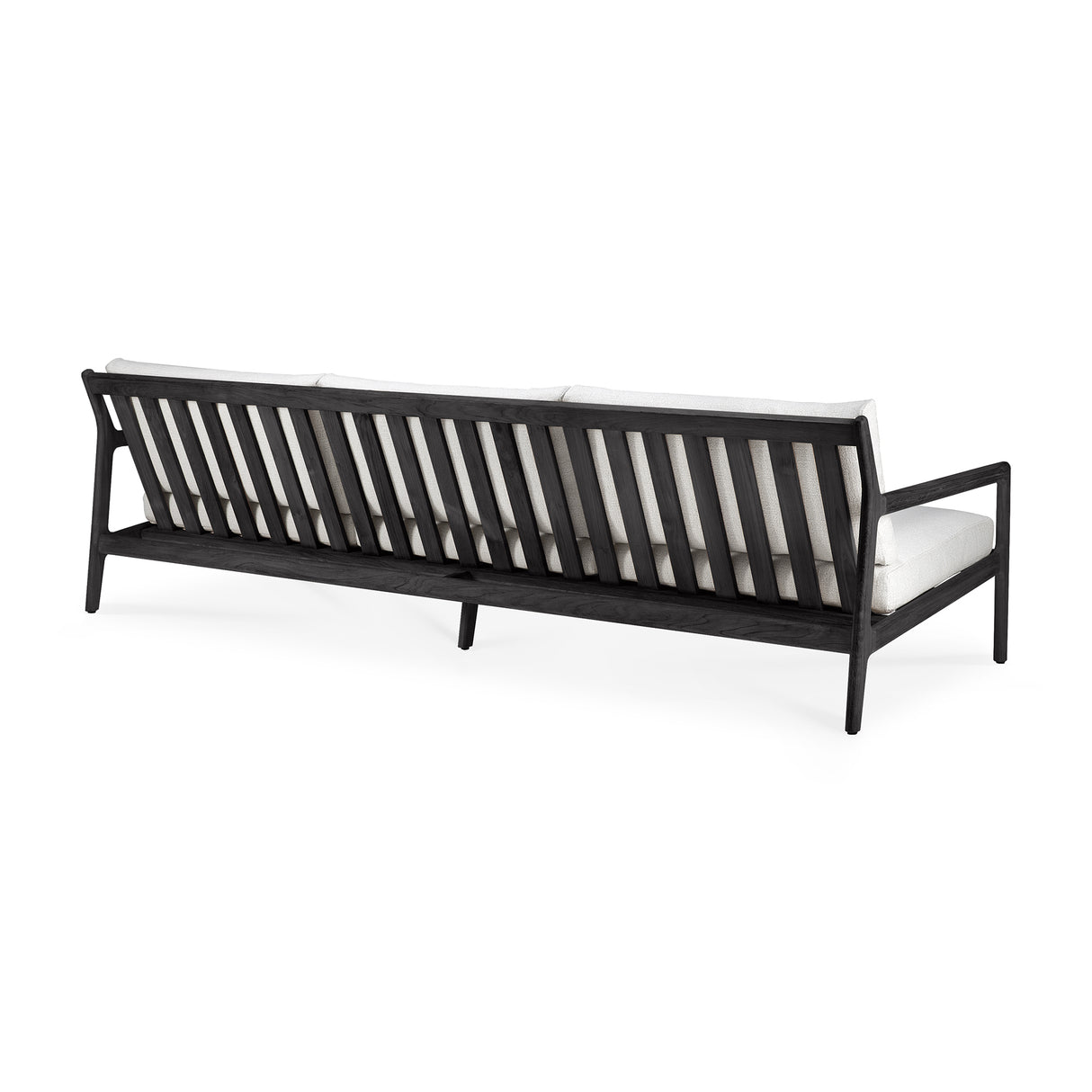 Jack Gartensofa - lackiertes Teak - schwarz - Off White Stoff - 3+ Sitzer - 265 x 90 x 74 cm - ZEN ZONE