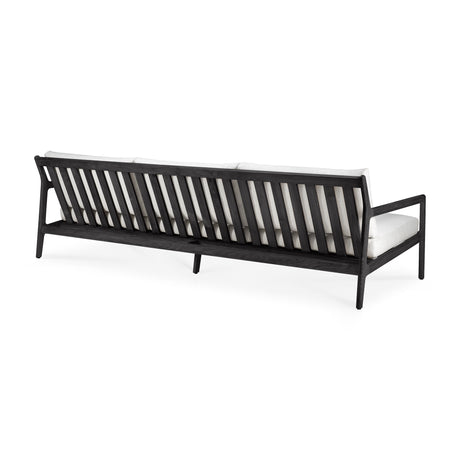 Jack Gartensofa - lackiertes Teak - schwarz - Off White Stoff - 3+ Sitzer - 265 x 90 x 74 cm - ZEN ZONE