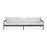 Jack Gartensofa - lackiertes Teak - schwarz - Off White Stoff - 3+ Sitzer - 265 x 90 x 74 cm - ZEN ZONE