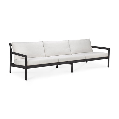 Jack Gartensofa - lackiertes Teak - schwarz - Off White Stoff - 3+ Sitzer - 265 x 90 x 74 cm - ZEN ZONE