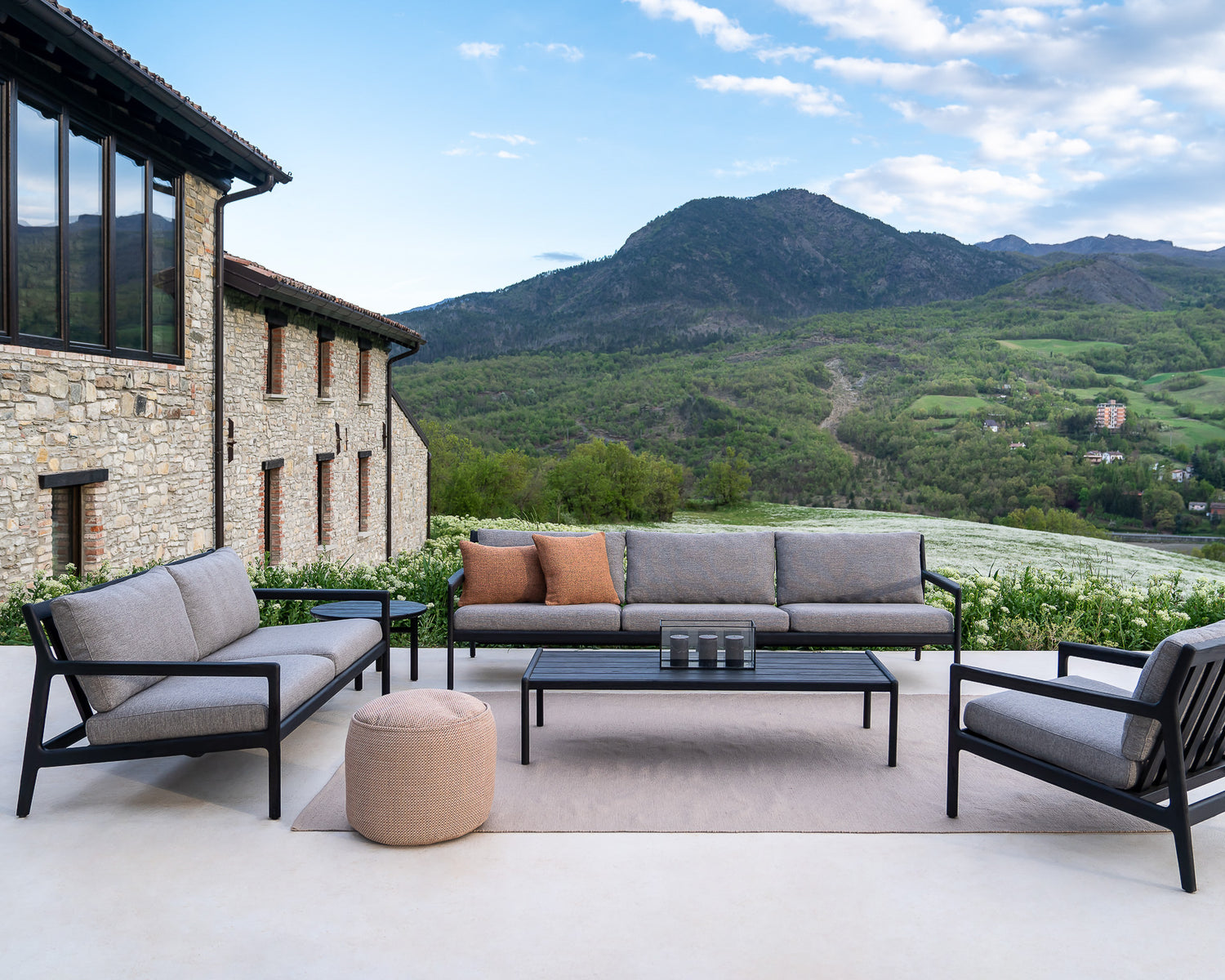 Donut Gartenpouf - Marsala kariert - 50 x 50 x 40 cm - ZEN ZONE