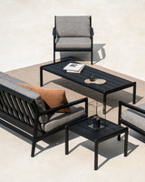 Jack Garten-Loungestuhl - lackiertes Teak - schwarz - Mocha Stoff - 76 x 90 x 74 cm - ZEN ZONE