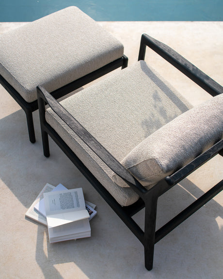 Jack Gartenhocker - lackiertes Teak - schwarz - Mocha Stoff - 71 x 54 x 41 cm - ZEN ZONE
