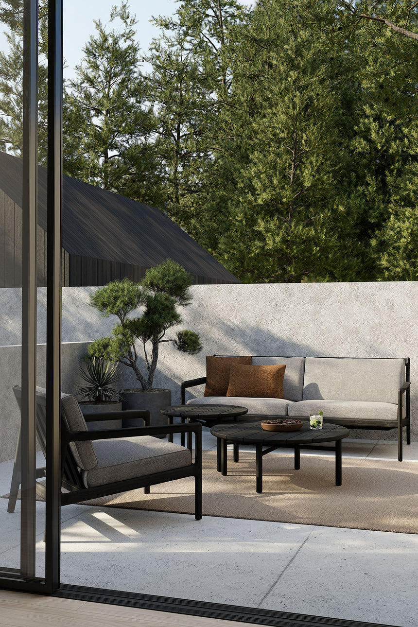 Jack Gartensofa - lackiertes Teak - schwarz - Mocha Stoff - 2+ Sitzer - 180 x 90 x 74 cm - ZEN ZONE