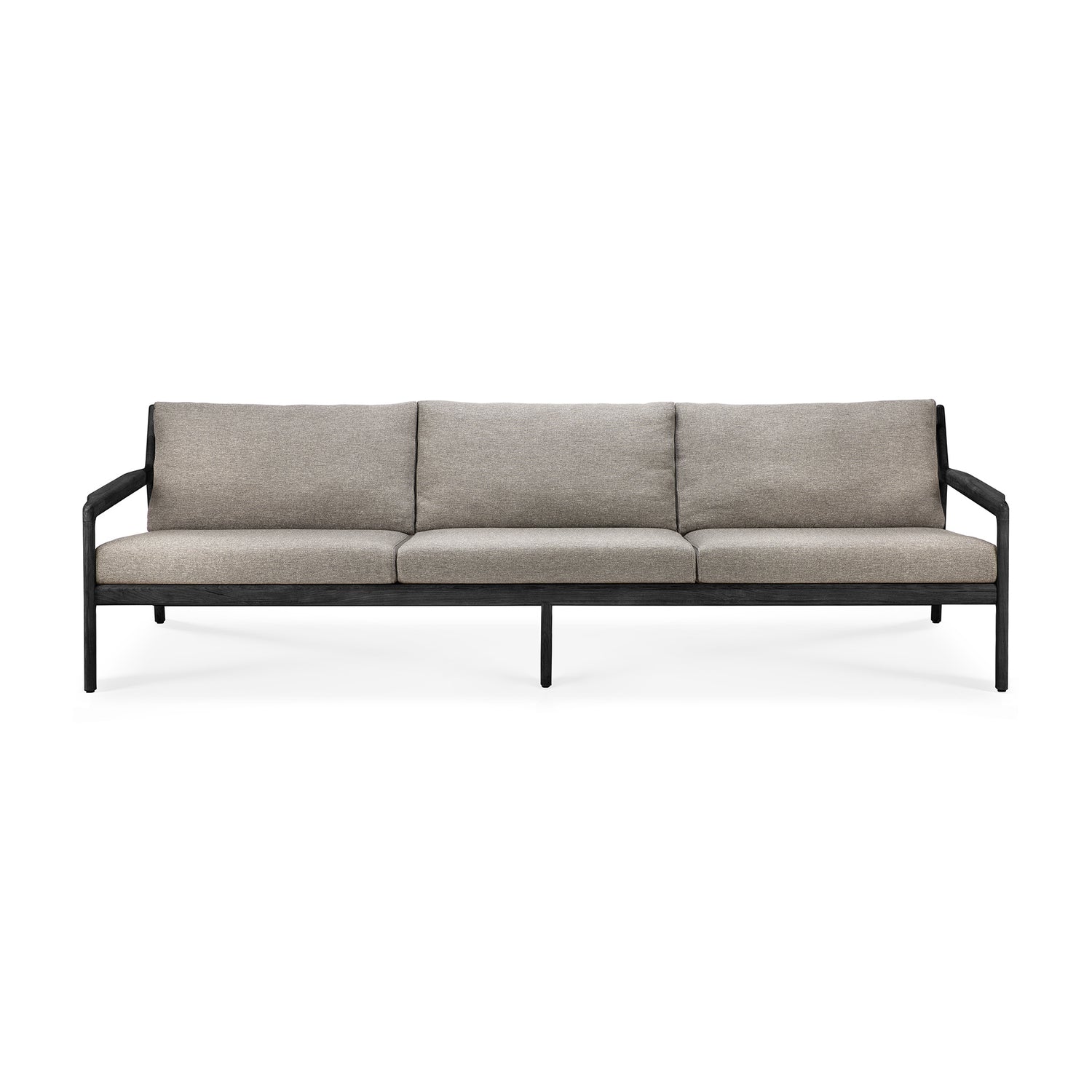 Jack Gartensofa - lackiertes Teak - schwarz - Mocha Stoff - 3+ Sitzer - 265 x 90 x 74 cm - ZEN ZONE