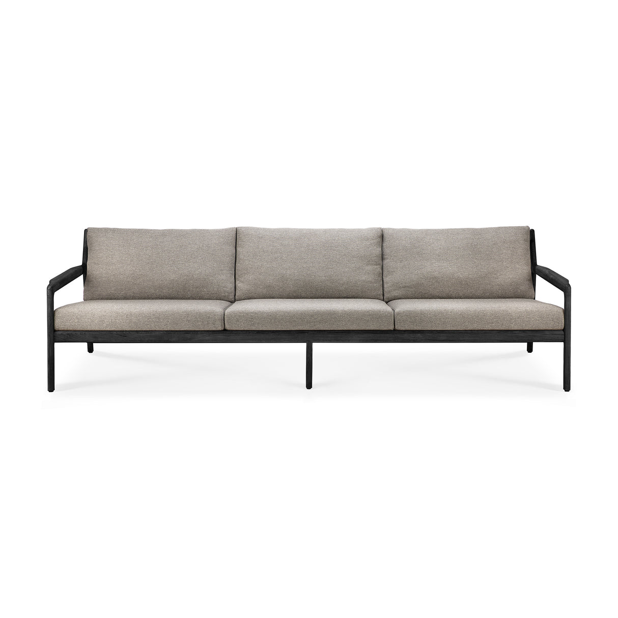 Jack Gartensofa - lackiertes Teak - schwarz - Mocha Stoff - 3+ Sitzer - 265 x 90 x 74 cm - ZEN ZONE