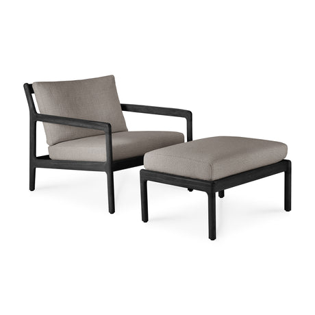 Jack Gartenhocker - lackiertes Teak - schwarz - Mocha Stoff - 71 x 54 x 41 cm - ZEN ZONE