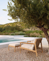 Jack Gartenhocker - Teak - Off White Stoff - 71 x 54 x 41 cm - ZEN ZONE
