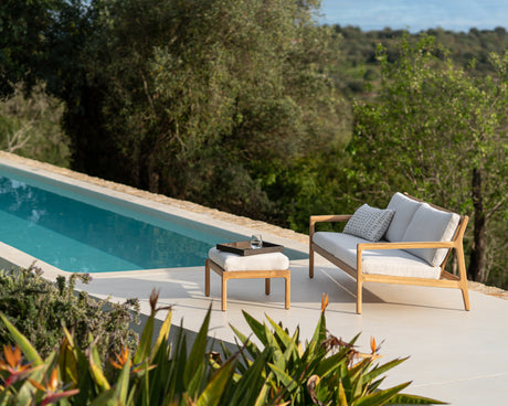 Jack Gartensofa - Teak - Off White Stoff - 2+ Sitzer - 180 x 90 x 74 cm - ZEN ZONE