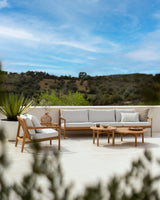 Jack Gartensofa - Teak - Off White Stoff - 3+ Sitzer - 265 x 90 x 74 cm - ZEN ZONE