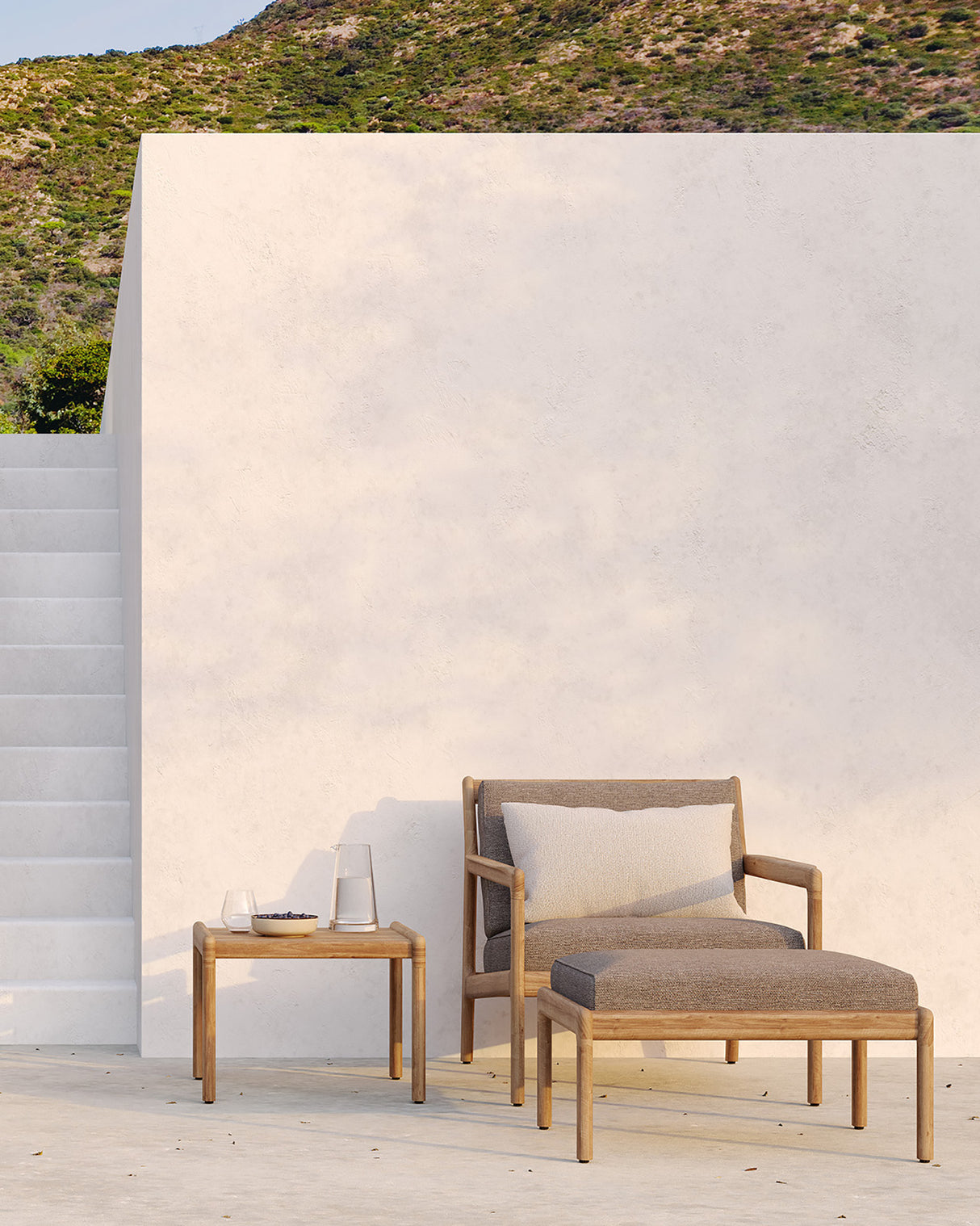 Jack Garten-Loungestuhl - Teak - Mocha Stoff - 76 x 90 x 74 cm - ZEN ZONE