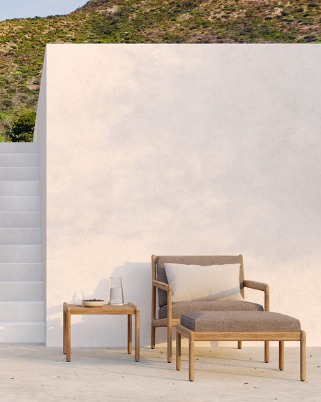Jack Gartenhocker - Teak - Mocha Stoff - 71 x 54 x 41 cm - ZEN ZONE