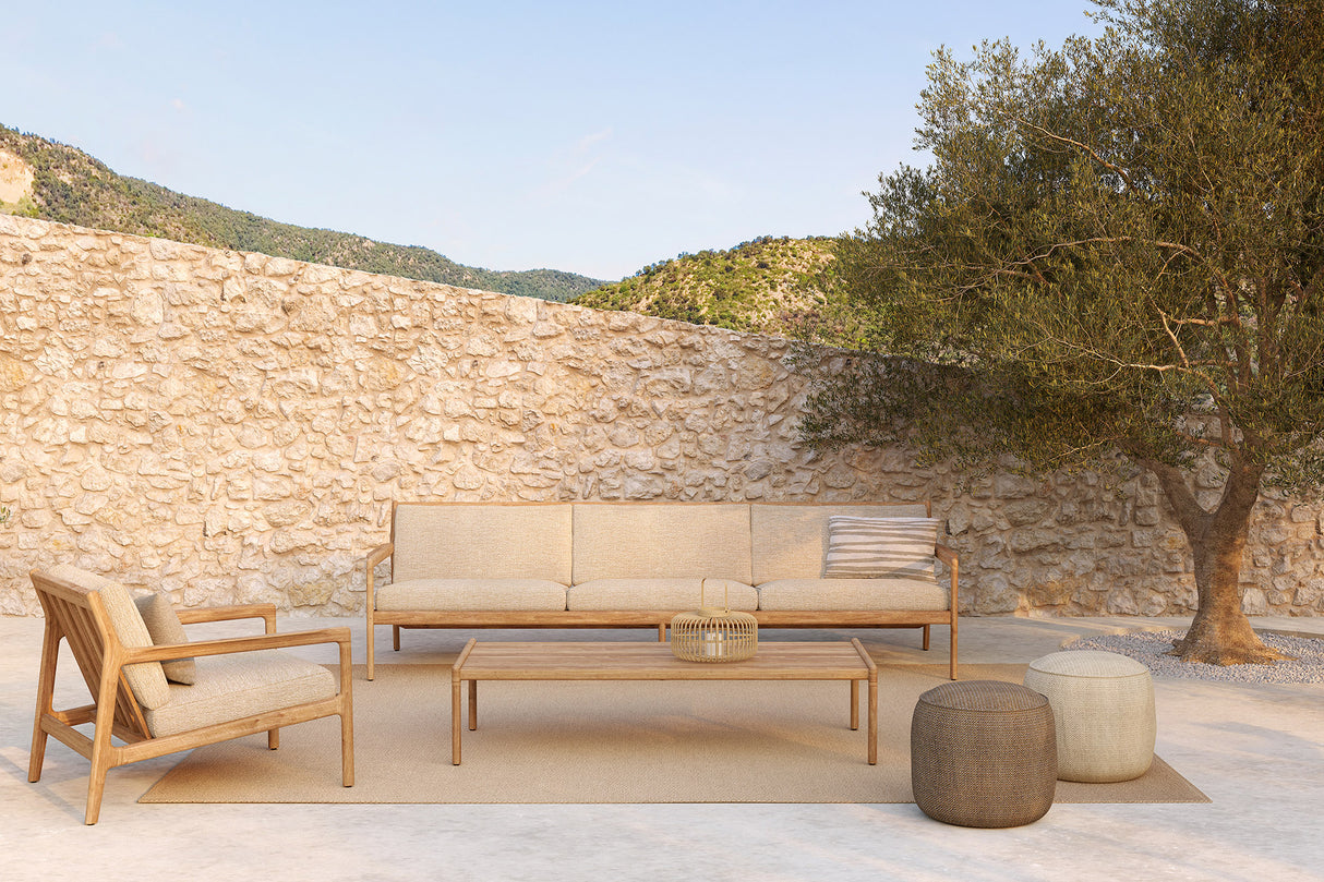 Donut Gartenpouf - Naturstoff kariert - 50 x 50 x 40 cm - ZEN ZONE