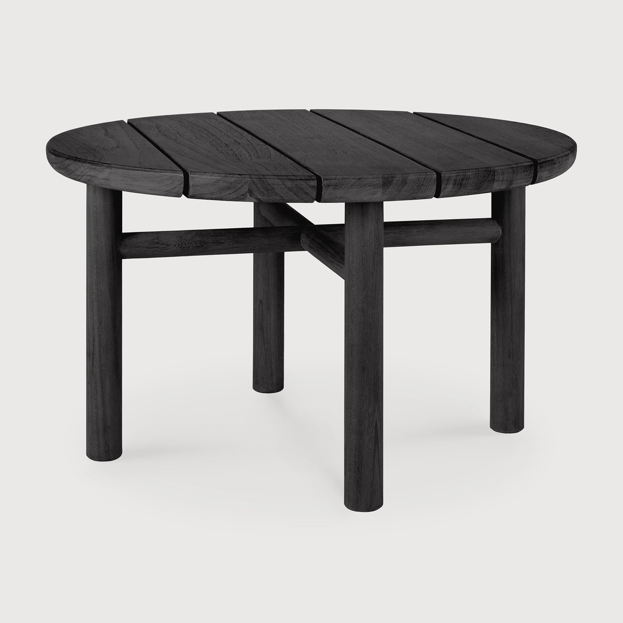 Quatro Garten-Beistelltisch - lackiertes Teak - schwarz - rund - 59 x 59 x 38 cm - ZEN ZONE Furniture