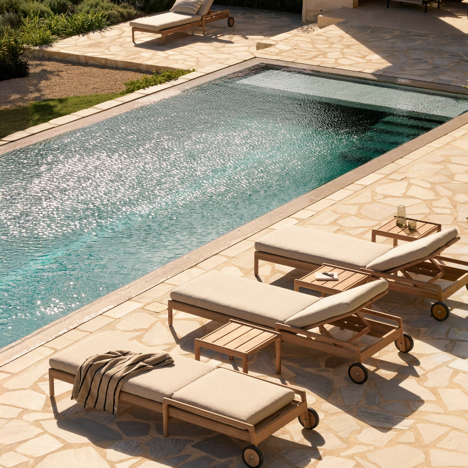 Jack Gartenliege verstellbar - Teak - Naturstoff - 216 x 84 x 34 cm - ZEN ZONE Furniture