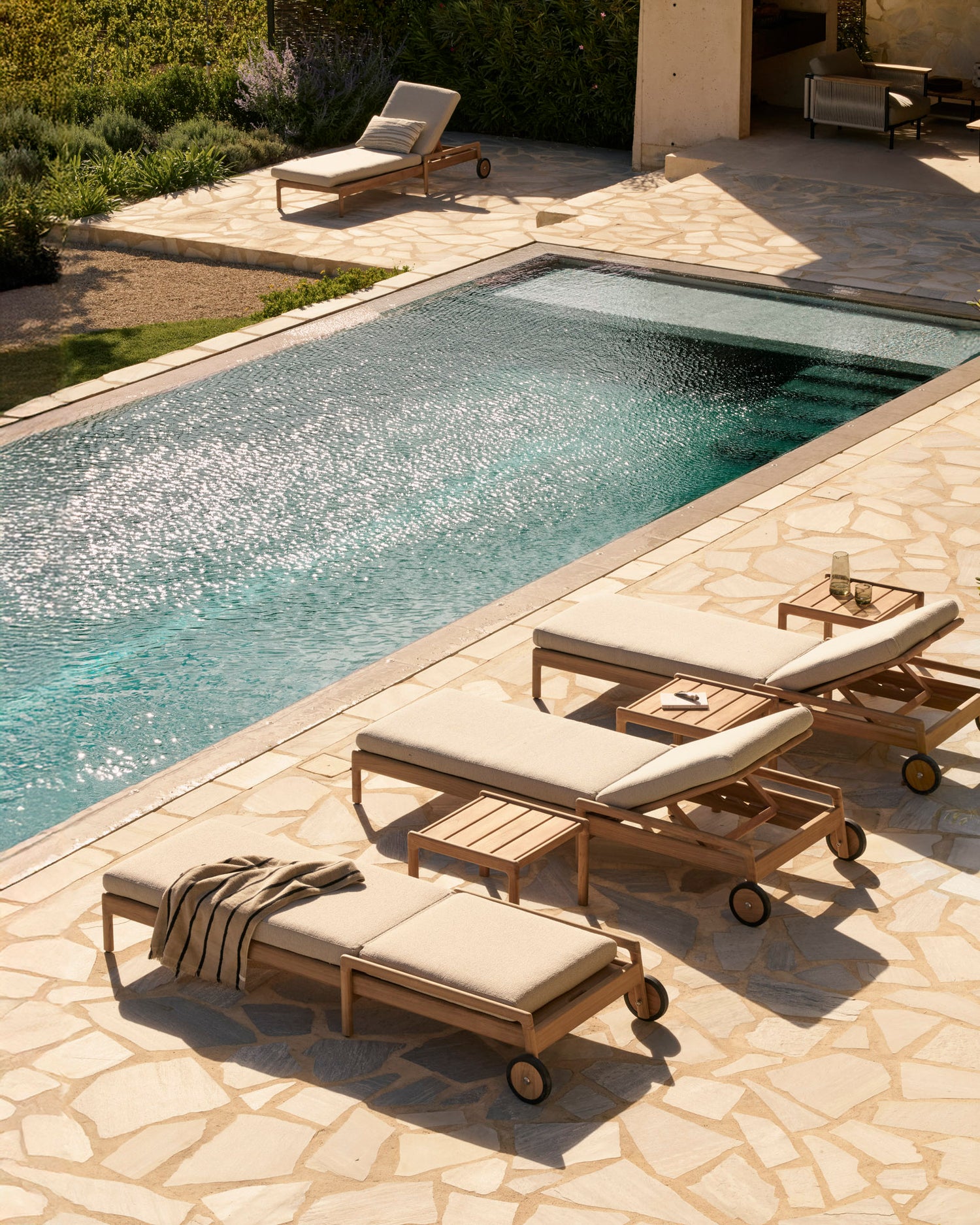 Jack Gartenliege verstellbar - Teak - Naturstoff - 216 x 84 x 34 cm - ZEN ZONE Furniture