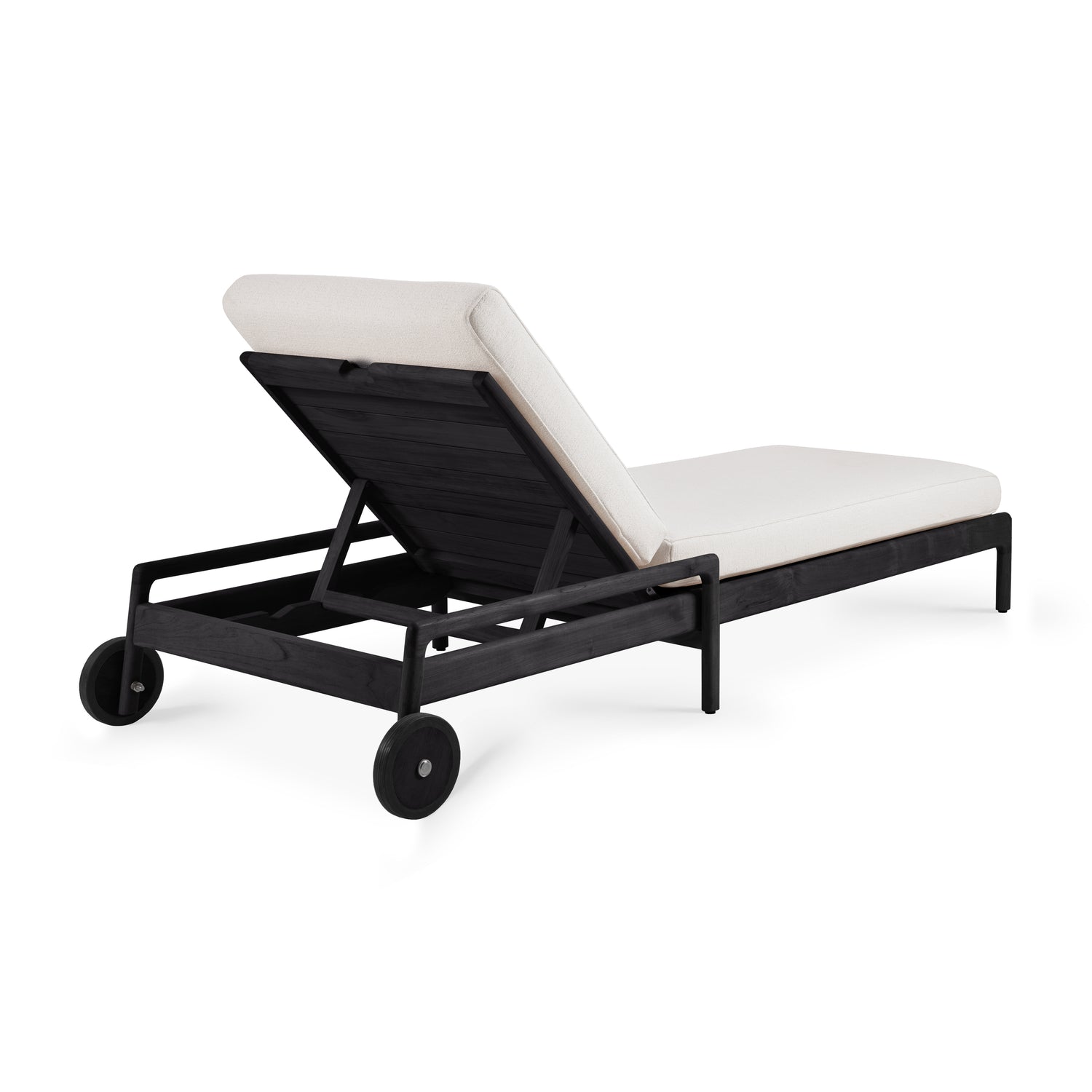Jack Gartenliege verstellbar - lackiertes Teak - schwarz - Off White Stoff - 216 x 84 x 34 cm - ZEN ZONE Furniture