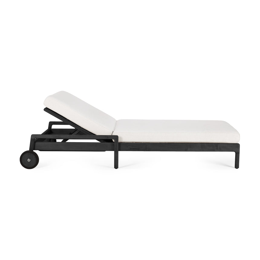 Jack Gartenliege verstellbar - lackiertes Teak - schwarz - Off White Stoff - 216 x 84 x 34 cm - ZEN ZONE Furniture