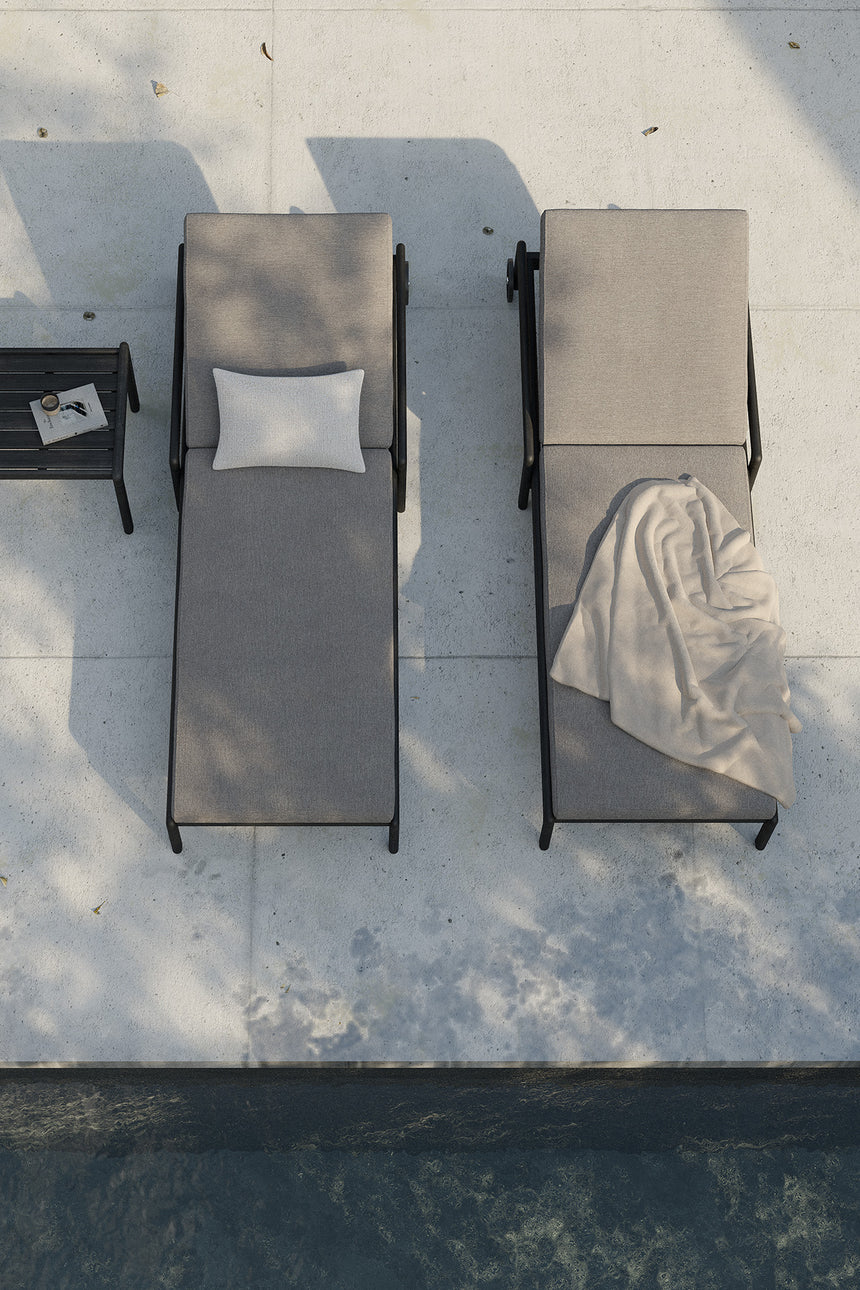 Jack Gartenliege verstellbar - lackiertes Teak - schwarz - Mocha Stoff - 216 x 84 x 34 cm - ZEN ZONE