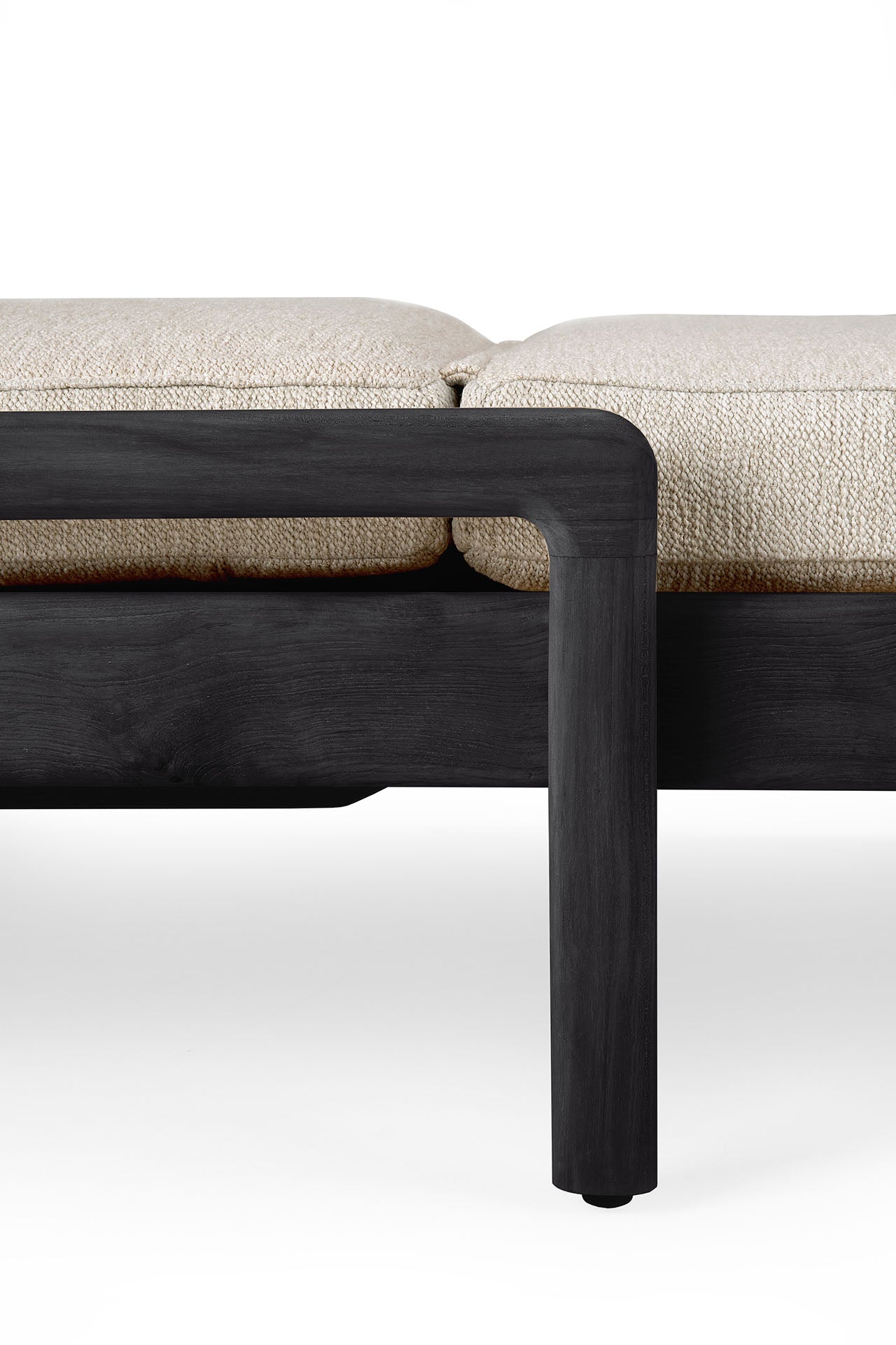 Jack Gartenliege verstellbar - lackiertes Teak - schwarz - Naturstoff - 216 x 84 x 34 cm - ZEN ZONE Furniture