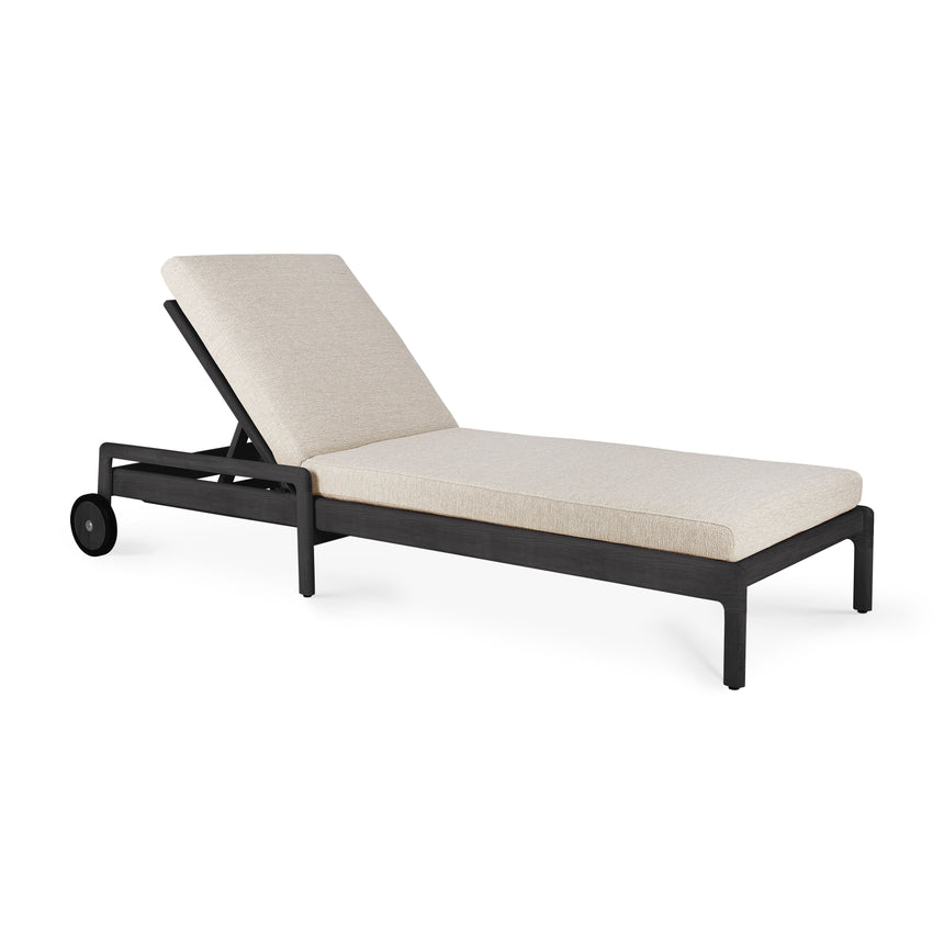 Jack Gartenliege verstellbar - lackiertes Teak - schwarz - Naturstoff - 216 x 84 x 34 cm - ZEN ZONE Furniture
