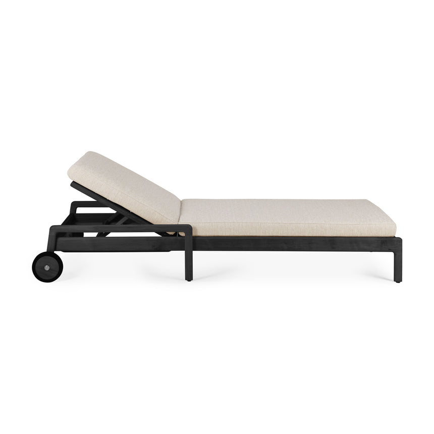Jack Gartenliege verstellbar - lackiertes Teak - schwarz - Naturstoff - 216 x 84 x 34 cm - ZEN ZONE Furniture