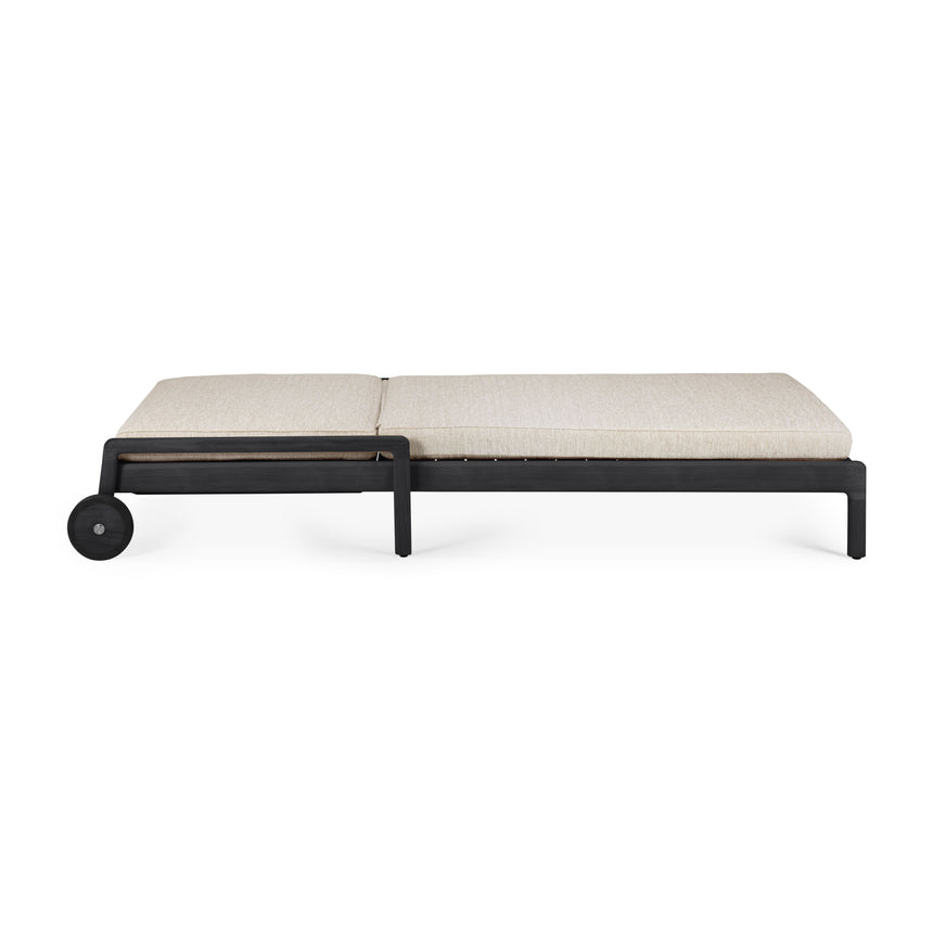 Jack Gartenliege verstellbar - lackiertes Teak - schwarz - Naturstoff - 216 x 84 x 34 cm - ZEN ZONE Furniture