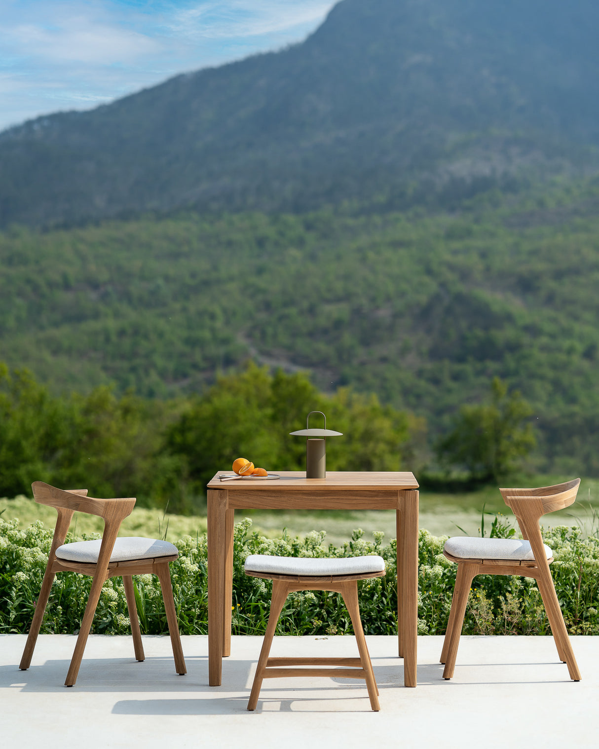 Bok Gartenstuhl - Teak - Off White Stoff - 50 x 54 x 76 cm - ZEN ZONE