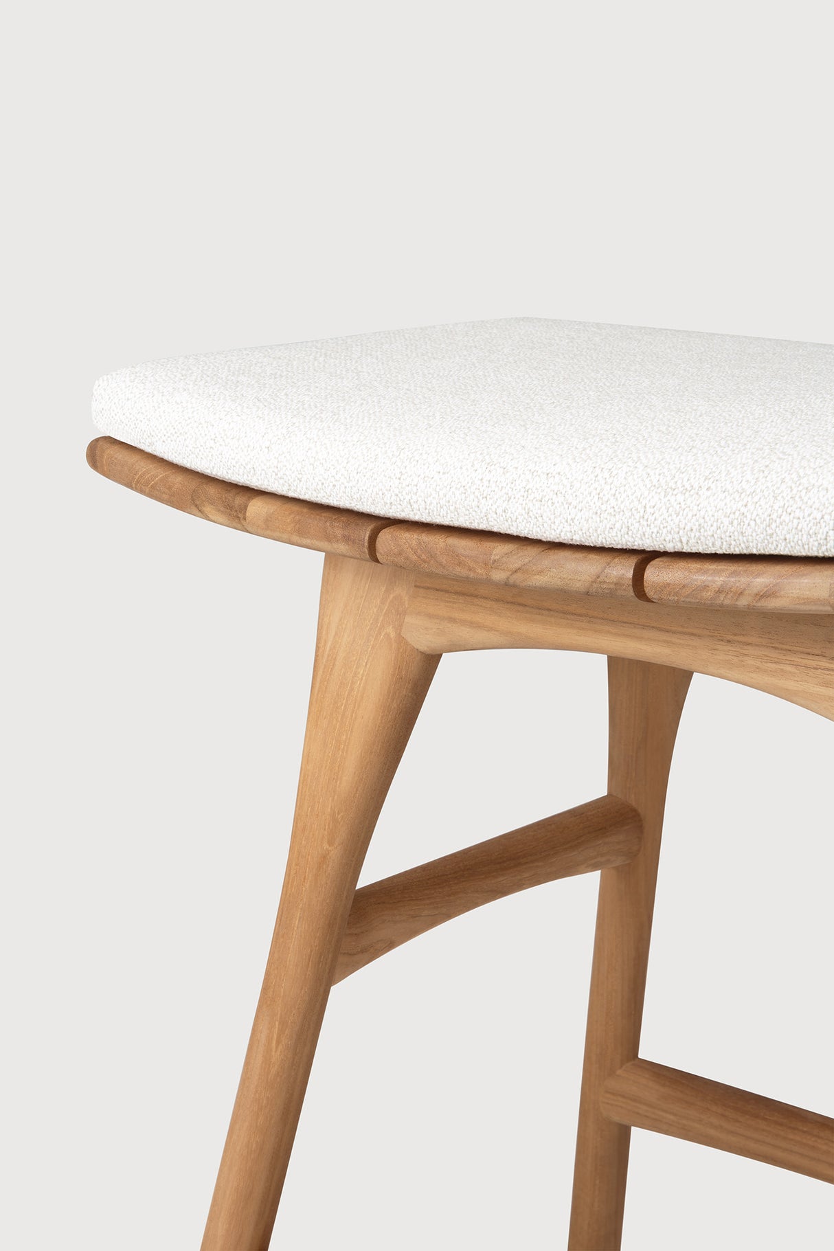 Osso Gartenhocker - Teak - Off White Stoff - 50 x 33 x 51 cm - ZEN ZONE Furniture