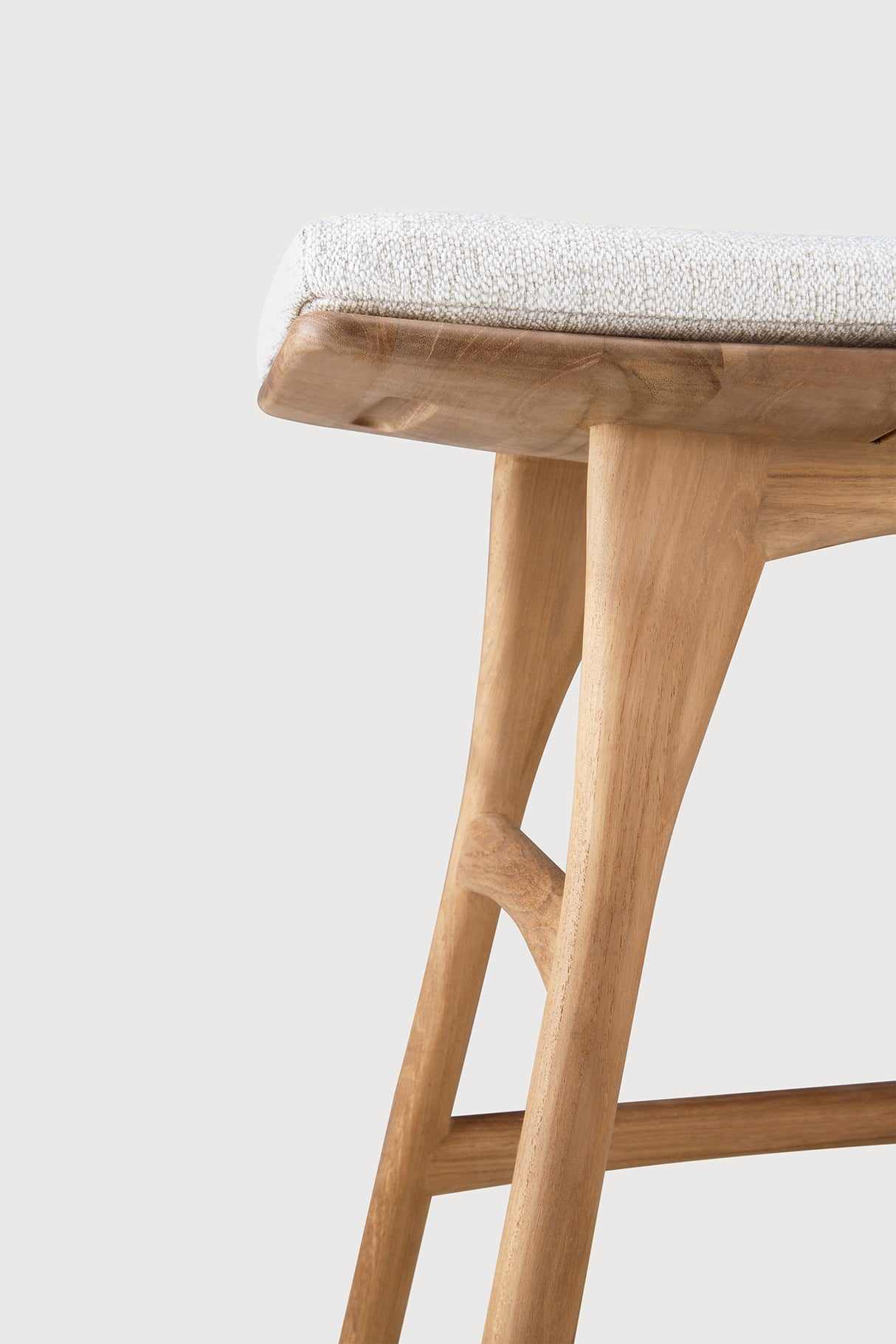 Osso Gartenhocker - Teak - Off White Stoff - 50 x 33 x 51 cm - ZEN ZONE Furniture