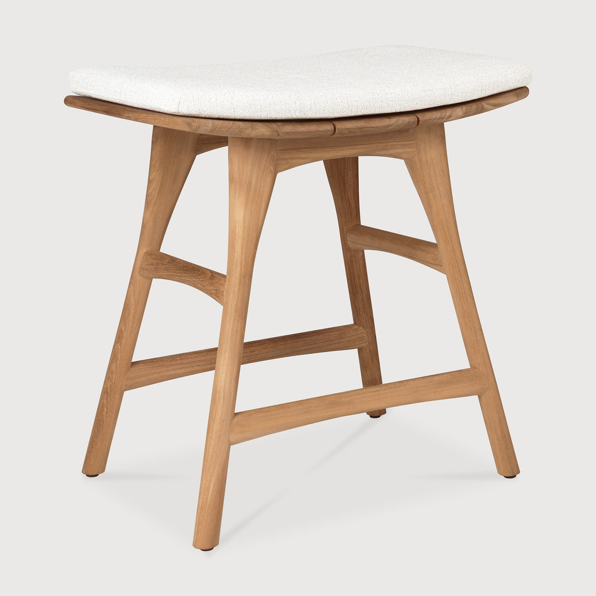 Osso Gartenhocker - Teak - Off White Stoff - 50 x 33 x 51 cm - ZEN ZONE Furniture