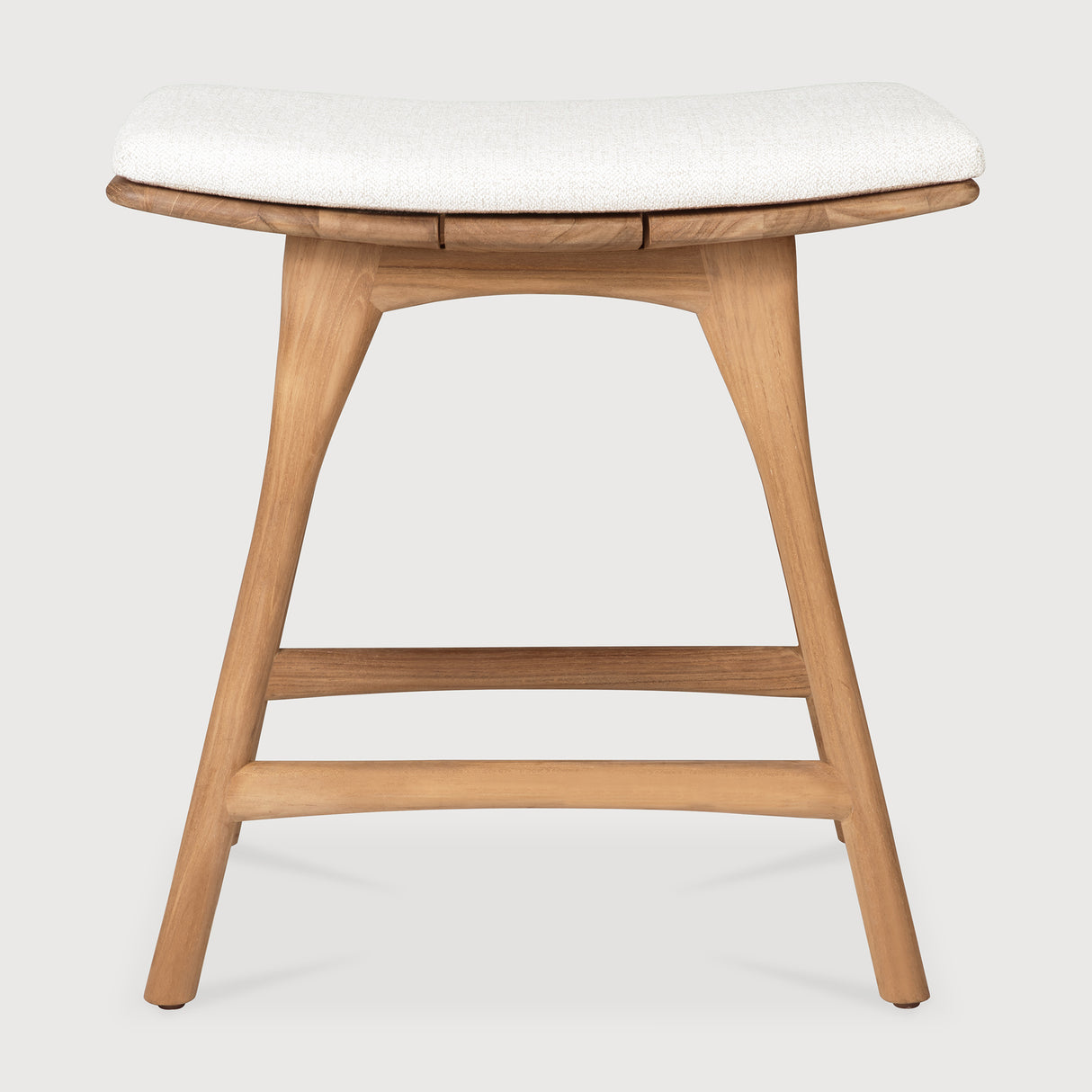 Osso Gartenhocker - Teak - Off White Stoff - 50 x 33 x 51 cm - ZEN ZONE Furniture