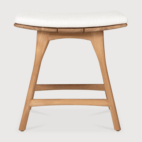 Osso Gartenhocker - Teak - Off White Stoff - 50 x 33 x 51 cm - ZEN ZONE Furniture