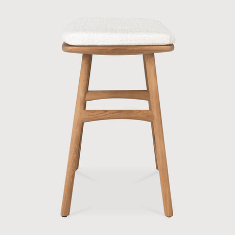 Osso Gartenhocker - Teak - Off White Stoff - 50 x 33 x 51 cm - ZEN ZONE Furniture