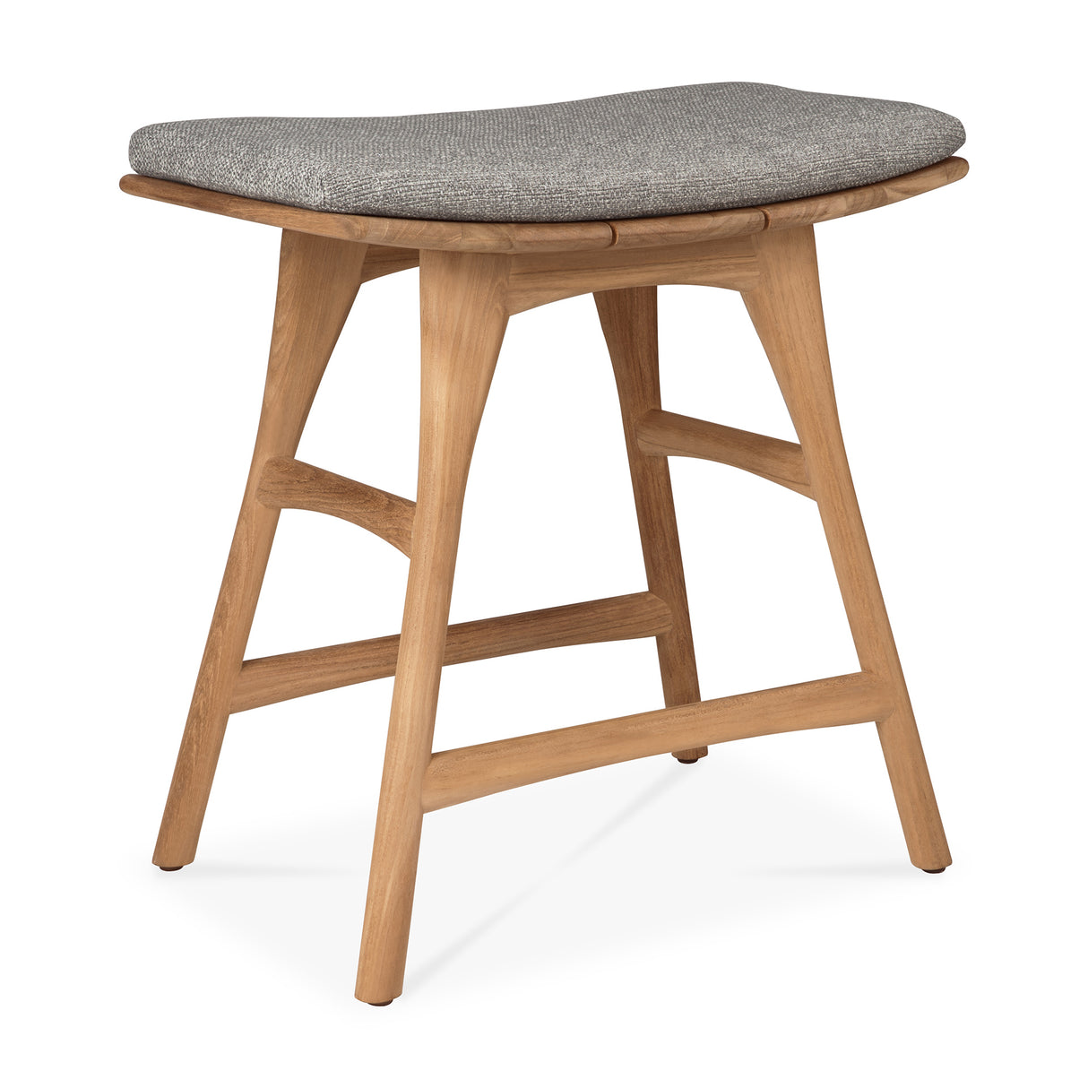 Osso Gartenhocker - Teak - Mocha Stoff - 50 x 33 x 51 cm - ZEN ZONE Furniture