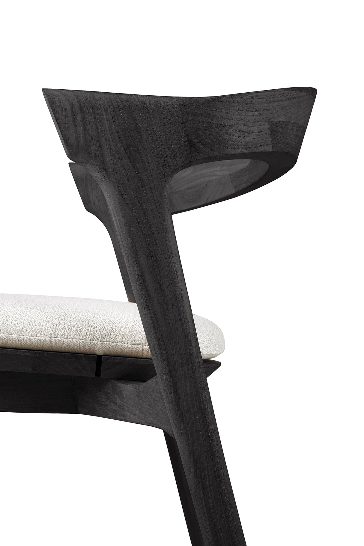 Bok Gartenstuhl - lackiertes Teak - schwarz - Off White Stoff - 50 x 54 x 76 cm - ZEN ZONE Furniture
